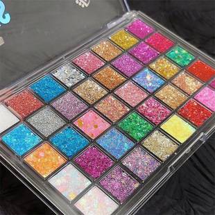 Glue-Free Gel 40-Color Glitter Eyeshadow Palette for Cosplay, Stage Makeup, Performance, Music Festival, Sparkling Glitter Makeup Palette