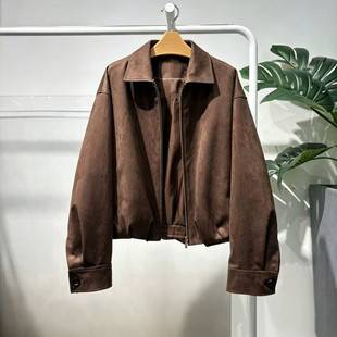 M**Meng Women's Clothing 2026 Autumn New Suede Jacket Old Money Style Vintage Short Jacket 5H8210661