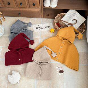 2026 New Fashionable Sweaters for Boys and Girls, Autumn Baby Cape Coat, Children's Hooded Knit Cardigan, Children's Clothing