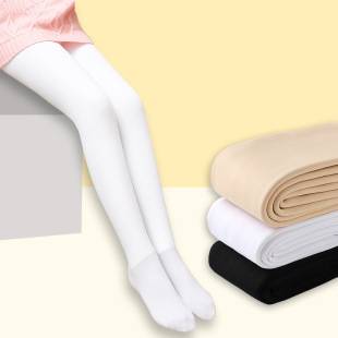 Children's Dance Socks Autumn and Winter fleece-lined Thickened Girls Warm Leggings Outer Wear White Pantyhose for Dancing