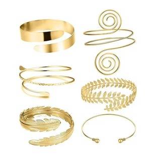 Amazon's Best-Selling Geometric Metal Arm Bracelet Six-Piece Set with Open Design, Personalized Exaggerated Leaf Bracelet Set, Direct Sales from the Manufacturer