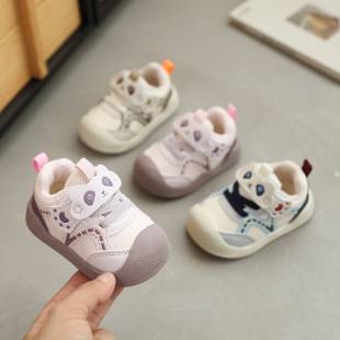 Infant Soft-Soled Walking Shoes with Fleece Lining for Winter, Non-Slip Athletic Shoes for Boys and Girls, Functional Shoes, Warm Double-Layer Cotton