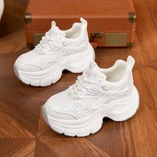 Thick-soled height-increasing dad shoes for women, 2026 summer new model, super popular mesh breathable soft-soled sneakers, casual women's trendy shoes