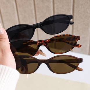 Small Frame Oval Sunglasses for Women, High-End European and American Personalized Wear Sunglasses for Men, Sun Protection Retro Cross-Border Sunglasses