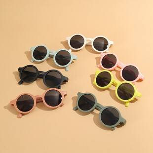 New Children's Sunglasses Boys and Girls Baby Western Macaron Round Sunglasses 2025 Children Foldable Candy Glasses