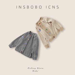 Autumn and Winter Children's Knitted Sweaters, Boys' and Girls' Cardigan Jackets, Stylish Korean-Style Outerwear for Babies and Older Children