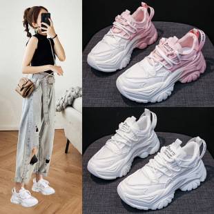 Trendy and Popular Dad Shoes for Women, 2025 Spring and Autumn New Thick-Soled Height-Increasing Casual Sports White Shoes