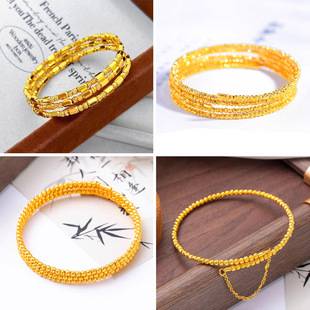 Sansheng Sanshi flash disco beads bracelet Vietnam sand gold three ring bracelet retractable memory elastic bracelet wholesale