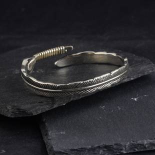 Retro Gold Tail Feather Bracelet Men's Trendyy Stylish Solid Bracelet Men's Hand Jewelry Imitation Thai Silver Feather Bracelet