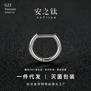 F136 Titanium Alloy Straight Needle Earrings, D-Shaped Basic Plain Hoop, G23 Niche Body Piercing Titanium Alloy Ear Studs