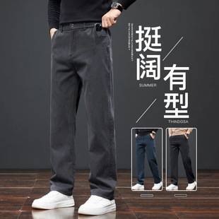 2026 Spring and Autumn New Men's Casual Pants Loose Straight Versatile Business Trousers Trendy Thick Fleece-Lined Long Pants