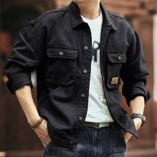 Cross-border American retro denim jacket for men, new autumn/winter collection, heavyweight, loose fit, versatile, trendy, casual workwear jacket