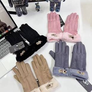 UG oil muscle deerskin fleece-lined touch screen warm gloves women's autumn and winter gloves outdoor riding cold-proof gloves wholesale