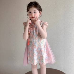 2026 Baby New Chinese Style Dress Summer Thin Style Baby Girl Princess Dress 3689 Girls Mesh Floral Dress