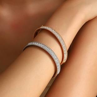 Korean-Style Fashion Rhinestone Starry Sky Bracelet, Wide Version, Versatile Clasp Bracelet, Non-Fading, Light Luxury, High-End Feel, Women's Jewelry