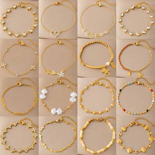 New Style Titanium Steel Vacuum Electroplated Non-Fading Geometric Love Zircon Bracelet for Women, Light Luxury, Exquisite and High-Quality Hand Jewelry