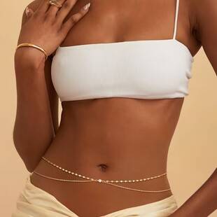 European and American cross-border accessories, fashionable street style beaded chains, layered sexy belly chains for women, best-selling versatile copper bead waist chains