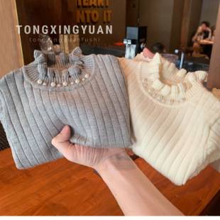 Children's Sweater for Girls, Princess Style, 2026 Autumn/Winter New Fashionable Knitted Base Shirt for Baby Girls, Versatile Top