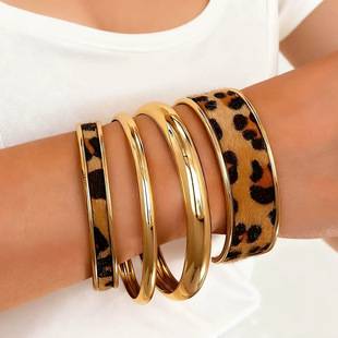Cross-border plain narrow smooth bracelet, gold fashion bangle for women, stackable niche personalized jewelry set, foreign trade wholesale