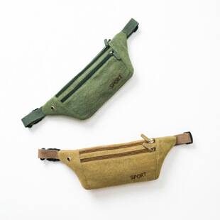 Men's canvas waist bag, slim and close-fitting storage bag, mobile phone waist bag, wear-resistant invisible running waist bag for men