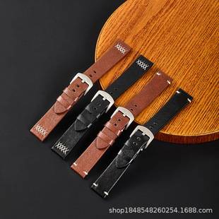 Wholesale In-Stock Soft Vintage Distressed Leather Watch Strap Suitable for Men and Women 20 22 mm Watch Accessories Strap