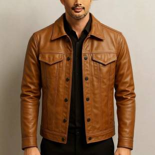 Cross-border motorcycle PU leather jacket for men, slim-fit aviator jacket with turn-down collar, workwear leather coat, European and American foreign trade men's clothing wholesale