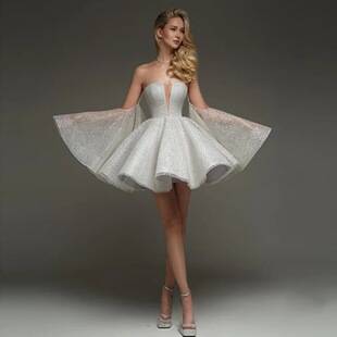 Foreign Trade Evening Dresses, Cross-Border Ball Gowns, Backless Dresses, Slim-Fitting, Elegant and Fashionable One-Shoulder Short Dresses