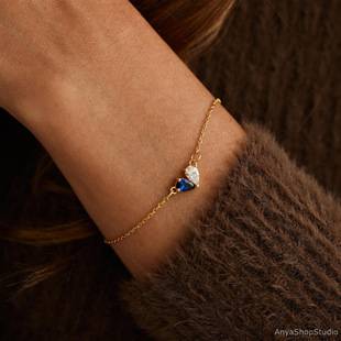 Cross-Border Love-Themed 12 Birthstone Bracelet, Fashionable and Simple, Versatile for Daily Wear, Commuter Style Jewelry, Birthday Gift for Women
