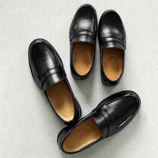 Men's classic slip-on black derby shoes, men's loafers, business formal leather shoes 14532