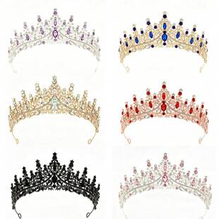 Baroque vintage-style bridal crown headpiece, luxurious full-diamond birthday dinner tiara, elegant wedding dress accessory