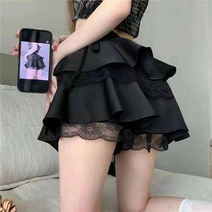 Lace Puff Skirt Women's Summer High Waist Slimming Cake Skirt A- Line Short Skirt Ballet Style Pleated Skirt