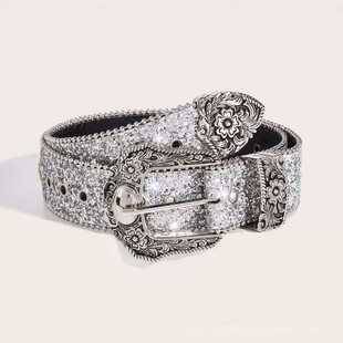New fashionable versatile women's belt, American retro decorative skirt belt, ins-style starry shiny personalized belt