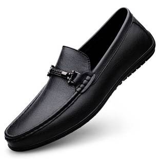 Cross-Border Men's Loafers, Soft Leather Casual Shoes, Large Size Slip-On Lazy Shoes, Slip-On Loafers