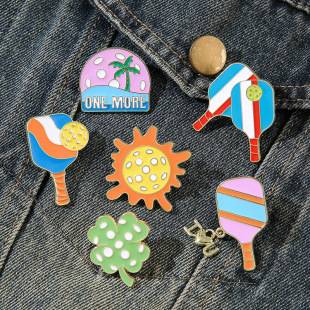 Amazon Pickleball Paddle Brooch Alloy Enamel Badge Backpack Decoration Accessory Creative Gift Niche Exquisite