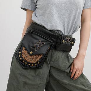 Popular cross-border foreign trade item: Unisex waist bag, vintage studded leg bag, multifunctional durable crossbody bag for outdoor sports