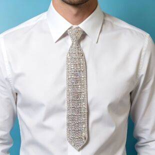 Exaggerated Personality Tie Design Necklace, European and American Style, Heavy-Duty Full Rhinestone Bridal Wedding Long Necklace Accessory for Men and Women