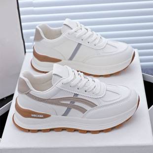 Women's sneakers for spring and autumn 2025, new versatile leather thick-soled lightweight running shoes, women's casual Forrest Gump shoes