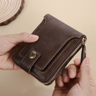 Cross-Border Men's Wallet Short Retro Fashion Multi-Card Slot Large Capacity Wallet Amazon Popular Coin Zipper Bag
