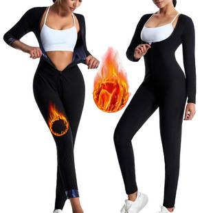 Cross-Border Amazon European and American Women's Sweat Suit Outdoor Fitness Sports Sauna Suit with Panty Support and Body Shaping Bodysuit