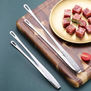 Stainless Steel Tongs for Home Use, Barbecue Steak, Korean-Style Grilling, Kitchen Cooking, Extended Serving Tongs, Food Tongs