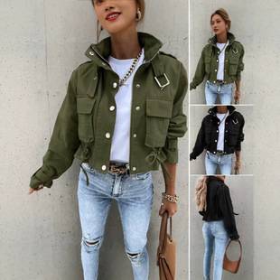 2026 Hot Sale Spring and Autumn Women's New Long-Sleeve Stand-Collar Biker Style Short Fashionable Versatile Jacket