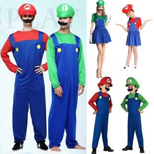Super Mario Clothes for Kids and Adults, Mario Cosplay Costumes, Halloween Role-Playing Outfits