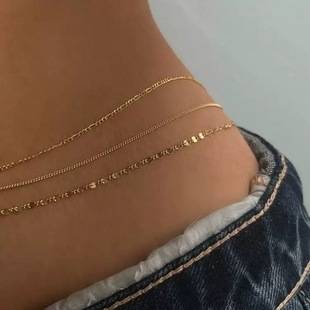 European and American Cross-border Jewelry Fashion Sexy Nightclub Metal Chain Waist Chain Women's Bikini Body Chain Belly Chain Waist Decoration