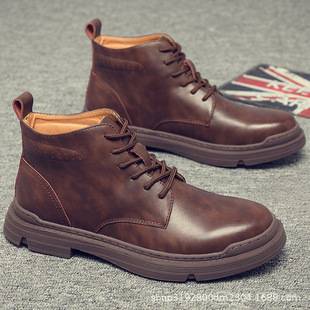 62212 Martin Boots Men's Winter fleece-lined High-top Shoes British Style Short Boots Fashionable Korean Style Mid-top Retro Workwear Boots