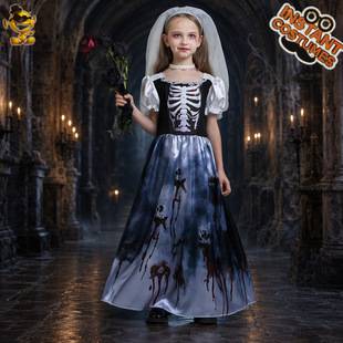 Halloween children's little ghost bride costume, role-playing costume, COS stage performance outfit, Hanfu