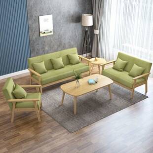 Solid wood sofa for living room, simple modern fabric sofa for rental apartment, simple two-seater or three-seater office small sofa