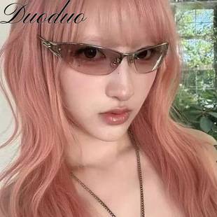 Celebrity-style GM sunglasses for women, European and American cat-eye half-frame metal sunglasses, unique curved design, old money style, cross-border eyewear