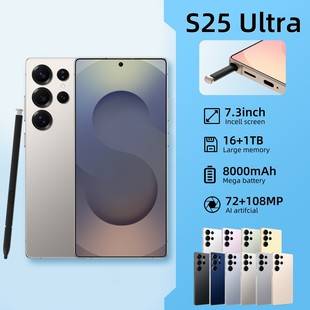 2026 Cross-Border Mobile Phone S25Ultra 7.3inch Large-Screen Android 12 for Foreign Trade, Wholesale from Manufacturer, 4g Global Connectivity, Google