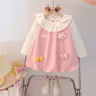 Live supply of cute princess dresses for baby girls in spring and autumn 2026, children's lace collar dresses, foreign trade wholesale