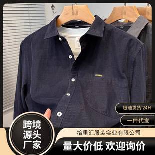 Corduroy Workwear Long-Sleeved Shirt for Men, Spring and Autumn New Style, Retro Loose-Fitting Versatile Casual Shirt Jacket Top